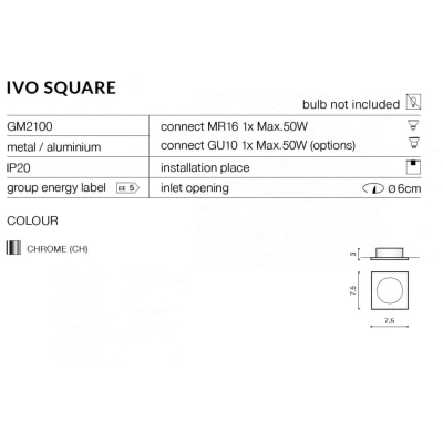 Oprawa stropowa IVO SQUARE 1 AZ1825WH AZZARDO