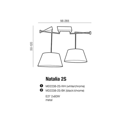 Lampa wisząca NATALIA 2 S BLACK AZ1923+AZ2590 AZZARDO