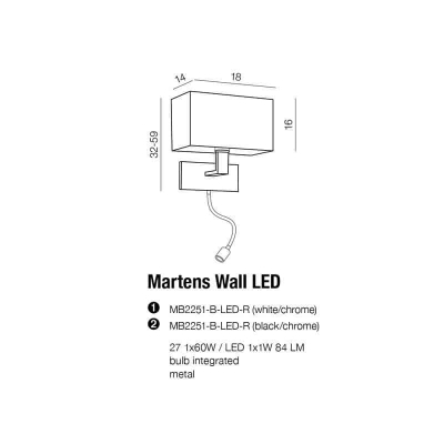 Kinkiet MARTENS WALL LED BLACK AZ1558