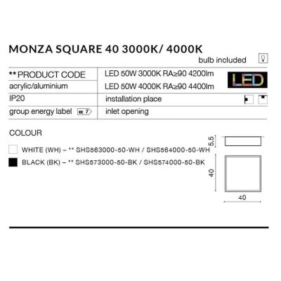 Plafon MONZA S 40 AZ2273 AZZARDO biała ciepła