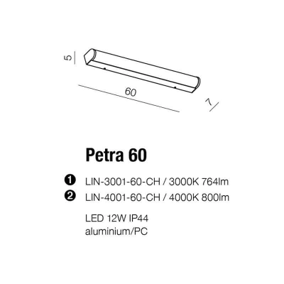 Kinkiet PETRA 60 CHROME AZ2472 IP44 AZZARDO ciepła
