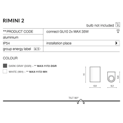 Kinkiet RIMINI 2 AZ2177IP54 AZZARDO