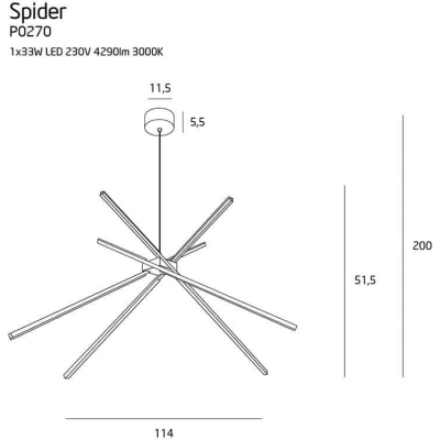 Spider lampa wisząca  P0270 MaxLight