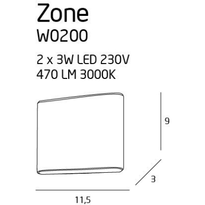 Kinkiet ZONE I W0200 IP44 MAXlight