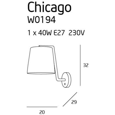 Kinkiet CHICAGO I W0194 black MAXlight