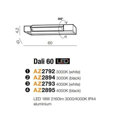 Kinkiet Dali 60 3000K (white) AZ2792 AZZARDO