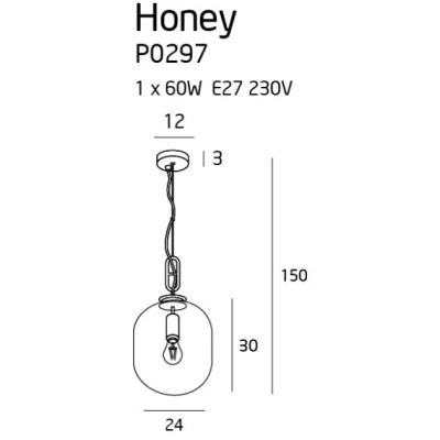 Honey Amber lampa wisząca P0297 MaxLight
