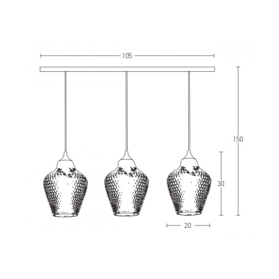 19242 PENDANT LIGHT 3XE27 MAX 40W BLACK BASE - CLEAR GLASS Zambelis Lights