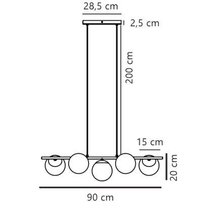 Lampa wisząca Lilly 5 – czarna lampa z kulistymi kloszami 2612623003 Nordlux
