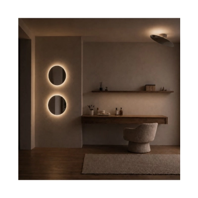 2667 MIRROR WITH LED LIGHT 10W 3000K ROUND BACK LIGHT WHITE MATT IP20 Zambelis Lights