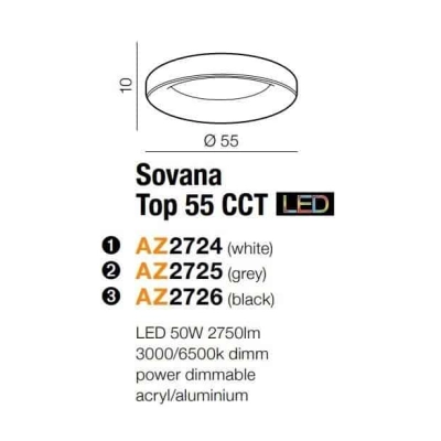 Plafon Sovana Top 55 CCT + Remote Control (black) AZ2726 z pilotem AZZARDO