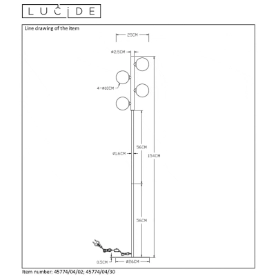 TYCHO - Floor lamp - G9 - Black 45774/04/30 Lucide