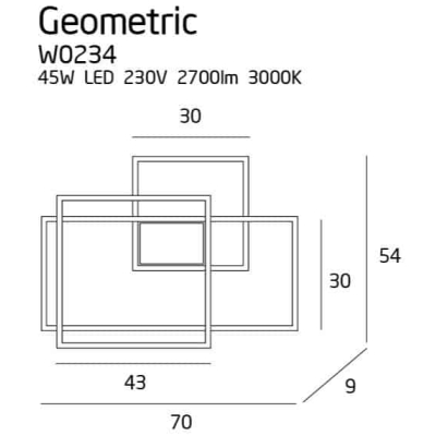 Geometric Kinkiet czarny z funkcją ściemniania światła W0233D MaxLight