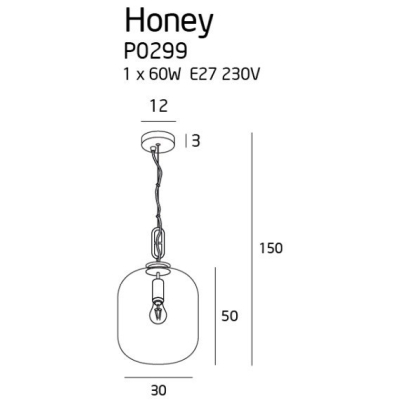 Honey Smoky lampa wisząca P0298 MaxLight