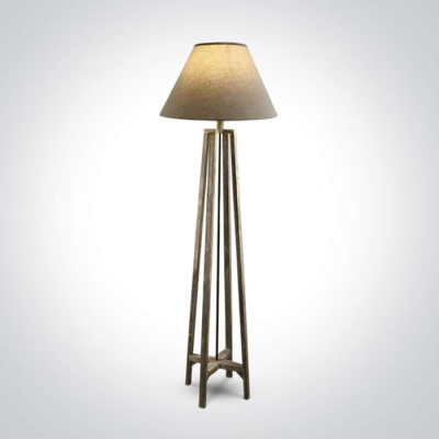 lafabryka.pl Elif 61118A dekoracyjna drewniana lampa podłogowa E27 12W z abażurem z beżowej tkaniny ONE LIGHT