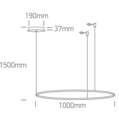 BLACK RING 100cm 48W WW IP20 230V DIMMABLE 63150/B/W ONE LIGHT