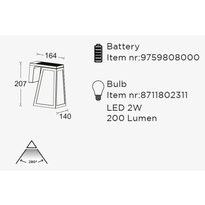 Kinkiet FIA SOLAR - CZUJNIK RUCHU 6990901012 LUTEC