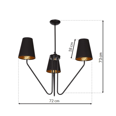 Żyrandol VICTORIA BLACK 3xE27 MLP4912 MILAGRO