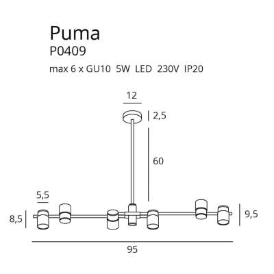 lafabryka.pl PUMA P0409 LAMPA WISZĄCA MaxLight