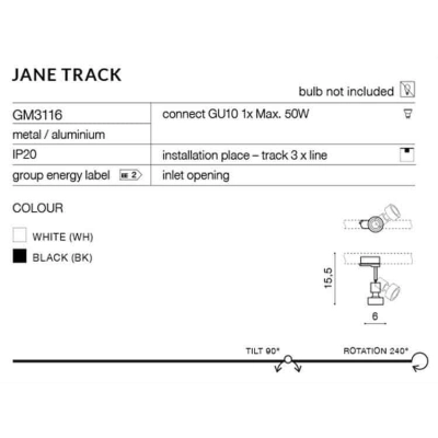 lafabryka.pl Reflektor Jane track (white) AZ2460 AZZARDO  ........KOD: 15509