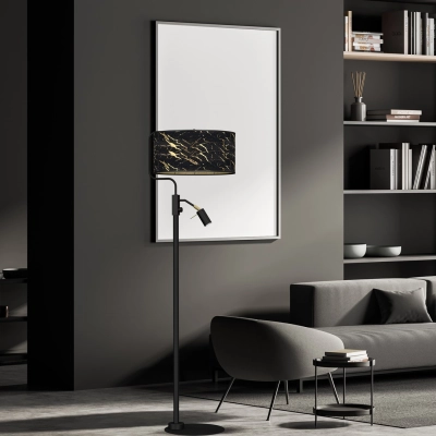 lafabryka.pl Lampa podłogowa SENSO Black/Gold 1xE27 + 1x mini GU10 MLP7300 Milagro