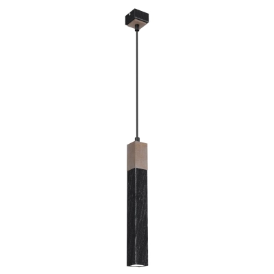 lafabryka.pl Lampa wisząca SOLO SAWN BLACK / PATINATED WOOD 1x mini GU10 MLP7469 Milagro
