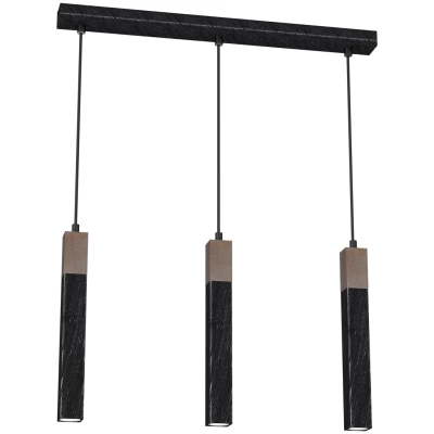 lafabryka.pl Lampa wisząca SOLO SAWN BLACK / PATINATED WOOD 3x mini GU10 MLP7470 Milagro
