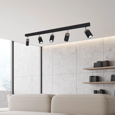 lafabryka.pl Lampa sufitowa SOLO SAWN BLACK / PATINATED WOOD 5x mini GU10 MLP7474 Milagro