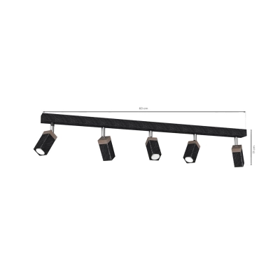 lafabryka.pl Lampa sufitowa SOLO SAWN BLACK / PATINATED WOOD 5x mini GU10 MLP7474 Milagro