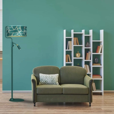 lafabryka.pl Lampa podłogowa ZIGGY GREEN Gold/Bottle 1xE27 + 1x mini GU10 MLP7582 Milagro