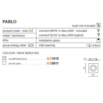 Oprawa stropowa PABLO AZ0817 White IP54