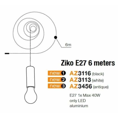 lafabryka.pl Moduł wiszący Ziko E27 6M AZ3116 AZZARDO