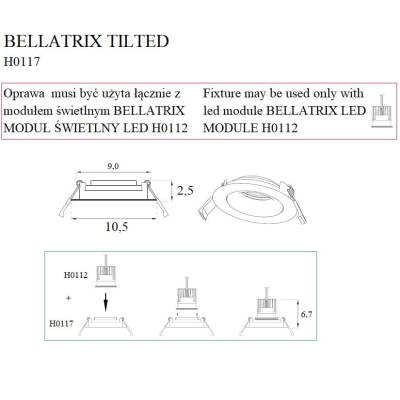 Bellatrix H0117 Oprawa Wpustowa Bellatrix Tilted Biała - Bez Modułu Świetlnego Led H0112 MaxLight