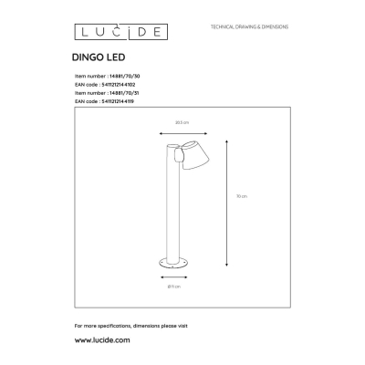 lafabryka.pl Lampa stojąca DINGO LED GU10 1x5W 3000K IP44 White 14881/70/31 Lucide