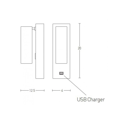 H35 HOTEL SCONCE LED 3W BLACK MATT - USB Zambelis Lights