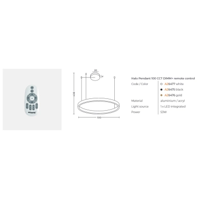 HALO PENDANT 100 CCT + REMOTE CONTROL AZ6476 AZZARDO