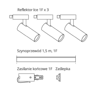 lafabryka.pl Zestaw szynowy 3pł Ice SET 1F biały 1,5m LP-732 3W WH SET Light Prestige