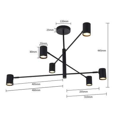 Lampa sufitowa czarna SNOW 6 LP-731/6P BK LIGHT PRESTIGE