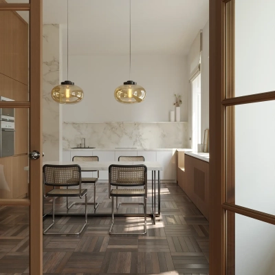 Lampa Wisząca Moonstone Amber Glass+black Marble P0516 MAXLIGHT