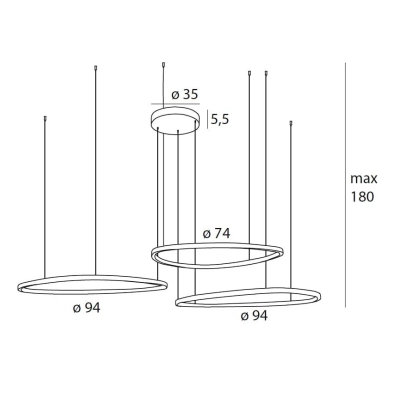 Lampa Wisząca Cayenne 3 Brushed Black P0663D MaxLight