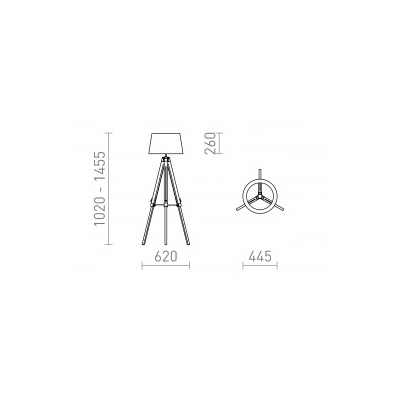 ALVIS/RIDICK podłogowa błyszcząca czarna folia złota/bambus 230V LED E27 15W R14046 Rendl light studio