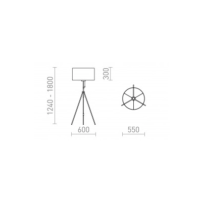 LUTON/RON 55 podłogowa Polycotton czarna/czarna/metal 230V LED E27 15W R14068 Rendl light studio