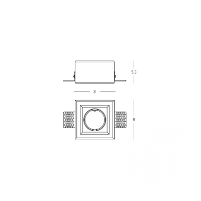 S047 TRIMLESS SQUARE GYPSUM SPOT 1XGU10 Zambelis Lights