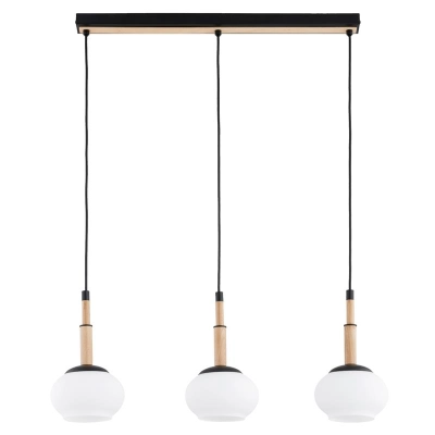 Lampa wisząca Ceres 3xE14 czarna jasne drewno 62595 ALFA