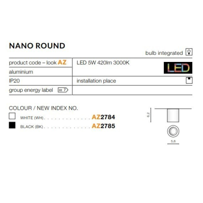 Plafon Nano Round (white) AZ2784 AZZARDO