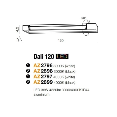 Kinkiet Dali 120 3000K (white) AZ2796 AZZARDO