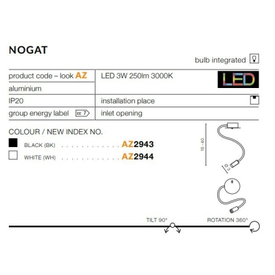 Kinkiet Nogat (black) AZ2943 AZZARDO