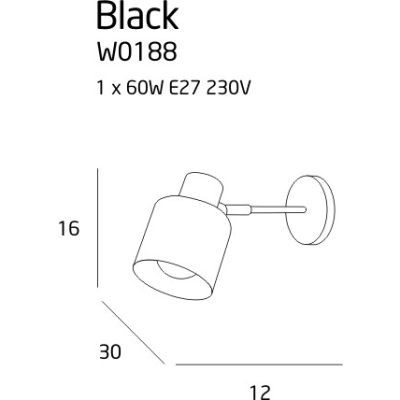 Kinkiet BLACK W0188 MAXlight