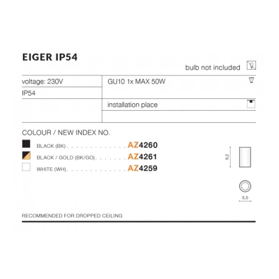 lafabryka.pl Plafon Eiger IP54 (black) AZ4260 AZZARDO