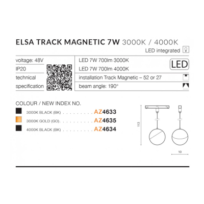 lafabrya.pl Elsa Track Magnetic 7W 3000K (black) AZ4633 AZZARDO